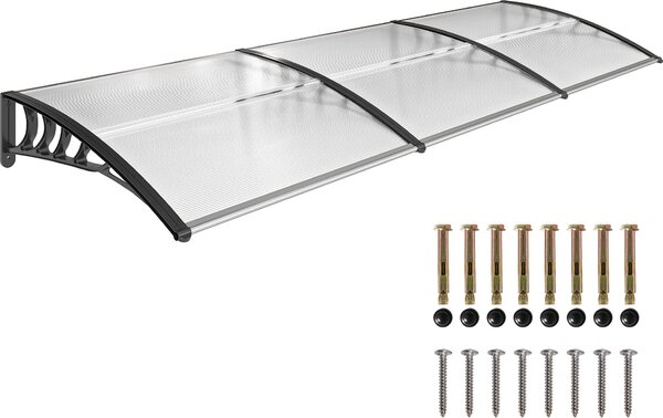 Outsunny stíka na vchodové dveře, stíka 90 x 295 cm, stíka s UV ochranou, stíka na vchodové dveře, ochrana proti slunci z polykarbonátu, ochrana proti deti, bílá barva