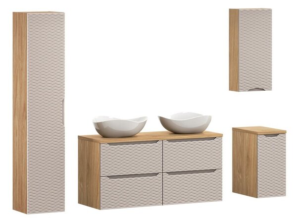 Comad Koupelnová sestava Ocean Cloud se skříňkami a umyvadlem 120 cm béžová/dub olejovaný