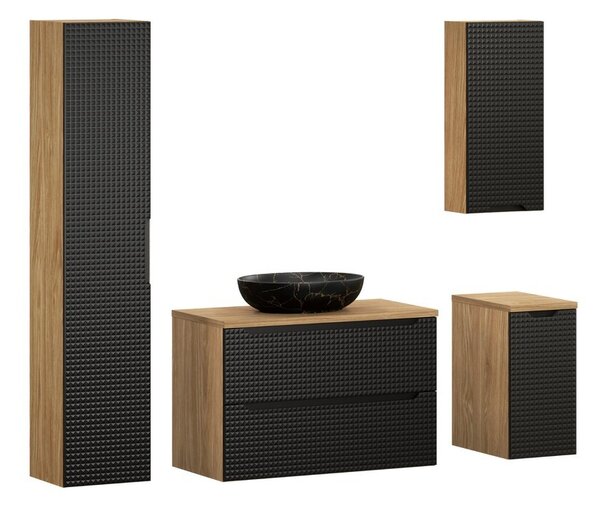 Comad Koupelnová sestava Luxor Black Mona se skříňkami a umyvadlem 90 cm černá/dub olejovaný