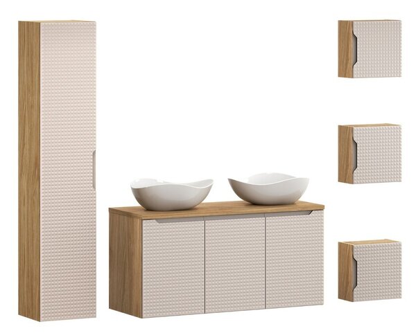 Comad Koupelnová sestava Luxor Beige Cloud se skříňkami a umyvadly 120 cm béžová/dub olejovaný
