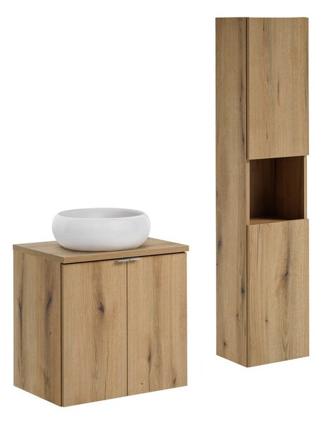 Comad Koupelnová sestava Nova Oak se skříňkami a umyvadlem 60 cm dub evoke/bílá