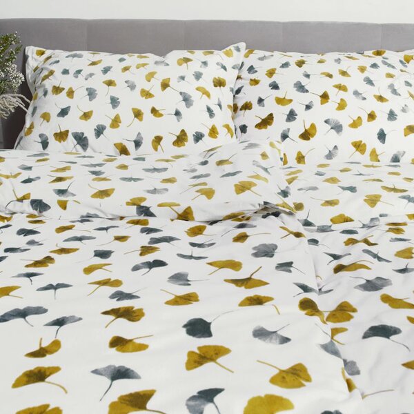 Povlečení VELUR ginko bílošedokhaki 140 x 200/70 x 90 cm