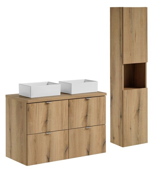 Comad Koupelnová sestava Nova Oak Gaja se skříňkami a umyvadlem 100 cm dub evoke/bílá