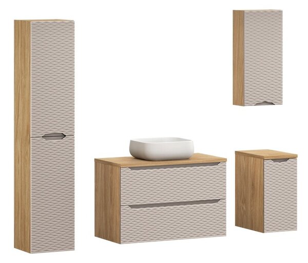 Comad Koupelnová sestava Ocean Nika se skříňkami a umyvadlem 90 cm béžová/dub olejovaný