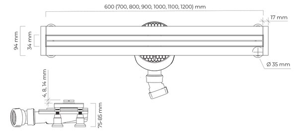 Oltens Langan Slim kryt lineárního odtoku 60 cm černá 30017300