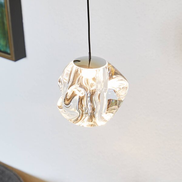 LOOM DESIGN LED závěsné svítidlo Ice Ball, chrom/čirý, Ø 10,5 cm, stmívatelný, Chrom / stříbro, Obývací pokoj / jídelna, Plast, Moderní, Koule