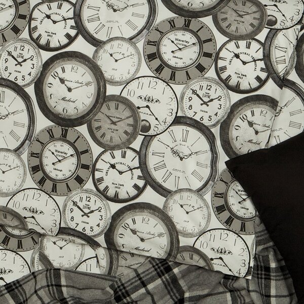 Povlečení FINO DESIGN time bílošedá 140 x 200/70 x 90 cm