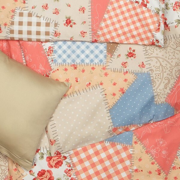 Povlečení KLASIK patchwork lososová 140 x 200/70 x 90 cm
