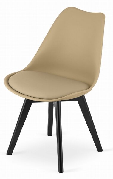 Jídelní set 1 + 4, černý stůl ADRIA 120x80 cm + béžová židle BALI MARK s černými nohami