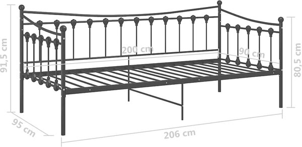VidaXL Rám postele/pohovky kovový 90 x 200 cm [324757] Barva: Černá
