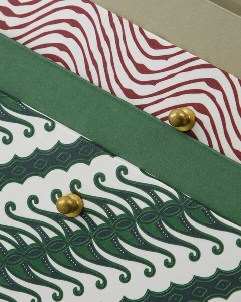 Úložný kartonový box Red/Green Červený