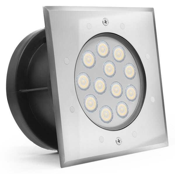 LED-lumin Zápustné zahradní LED světlo do země, hranaté 9W 24V Barevná teplota: Teplá bílá