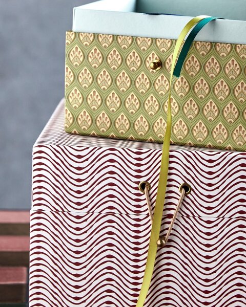 Úložný kartonový box Red/Khaki Zelený