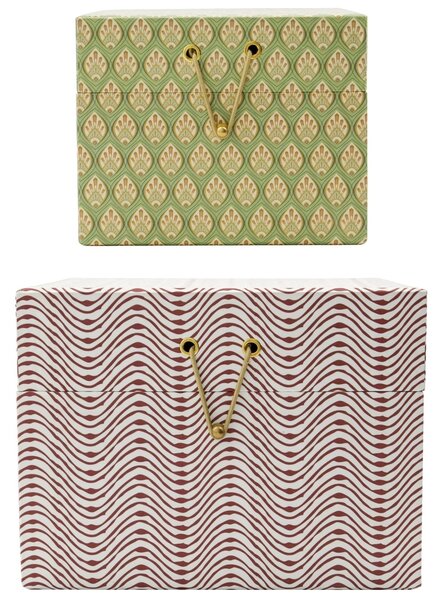 Úložný kartonový box Red/Khaki Zelený
