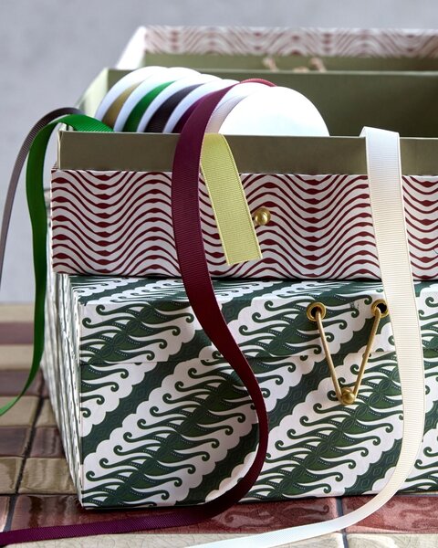 Úložný kartonový box Red/Green Červený