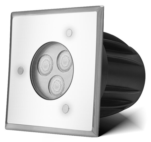 LED-lumin Zápustné zahradní LED světlo do země, hranaté 3W 24V Barevná teplota: Teplá bílá