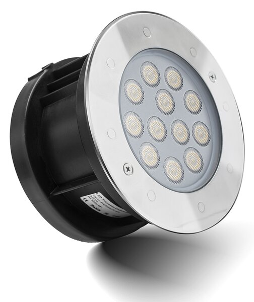 LED-lumin Zápustné zahradní LED světlo do země, kulaté 9W 24V Barevná teplota: Teplá bílá