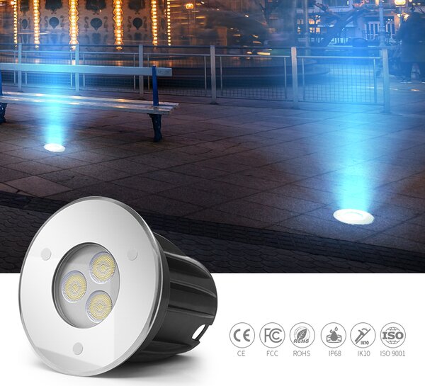 LED-lumin Zápustné zahradní LED světlo do země, kulaté 3W 24V Barevná teplota: Teplá bílá