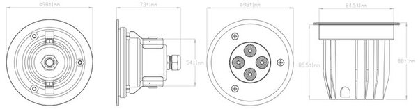 LED-lumin Zápustné zahradní LED světlo do země, kulaté 3W 24V Barevná teplota: Teplá bílá