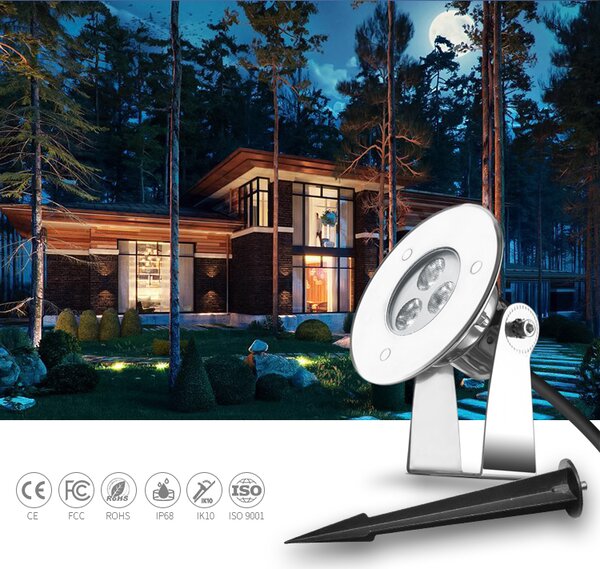 LED-lumin Zahradní LED světlo se zapichovacím trnem 3W RGB 24V Řízení svítidla: Tříkanálový vstup RGB