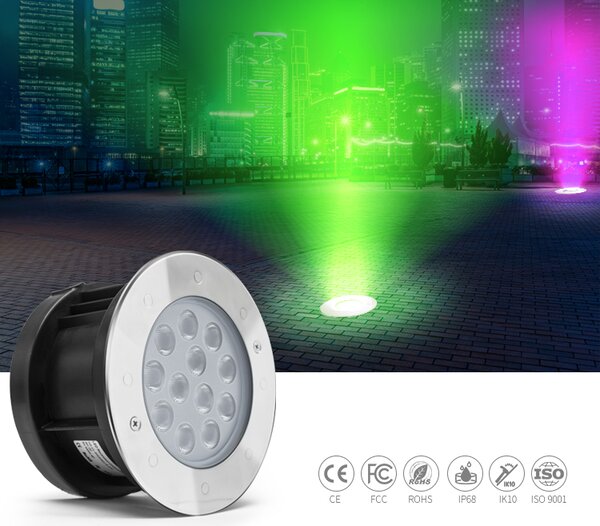 LED-lumin Zápustné zahradní LED světlo do země, kulaté 9W 24V Barevná teplota: Teplá bílá