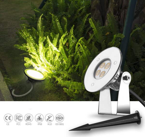 LED-lumin Zahradní LED světlo se zapichovacím trnem 3W 24V Barevná teplota: Modrá