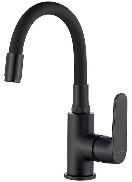Kuchinox Dima, umyvadlová baterie s flexibilním výtokem h-280, černá matná, LAV-BQD_721D