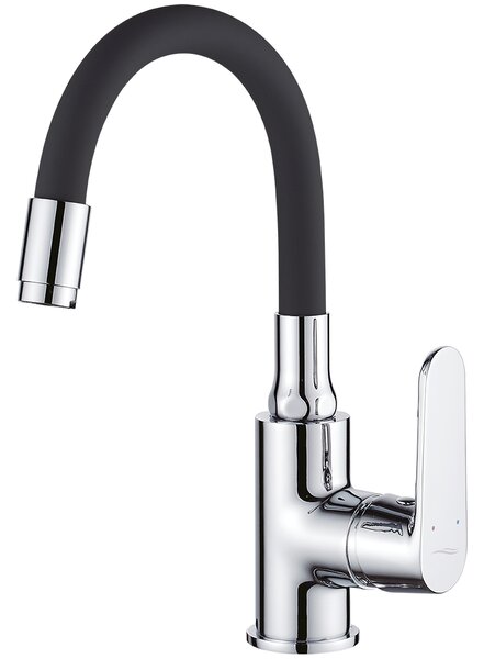 Kuchinox Dima, umyvadlová baterie s flexibilním výtokem h-280, černá-chromová, LAV-BQD_021B