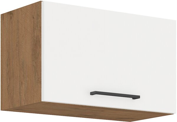 Rovná kuchyňská linka 240 cm BADVELA - lesklá bílá / dub lancelot