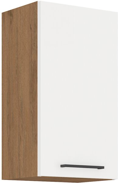 Rovná kuchyňská linka 240 cm BADVELA - lesklá bílá / dub lancelot