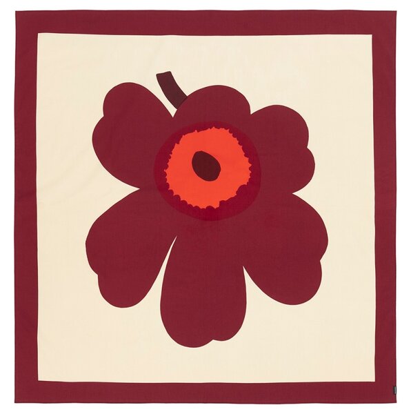 Marimekko Ubrus Unikko 140x140cm, vanilka-burgundy