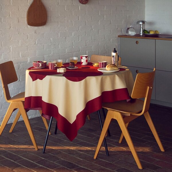 Marimekko Ubrus Unikko 140x140cm, vanilka-burgundy