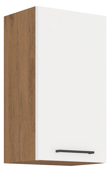 Rovná kuchyňská linka 260 cm BADVELA - lesklá bílá / dub lancelot