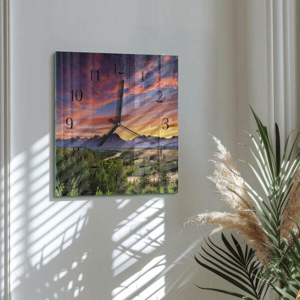 Skleněné hodiny na stěnu Krajina zskc-30x30-00176794