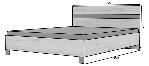 Dvoulůžková postel s úložným prostorem 160x200 cm GEPTIS - dub artisan