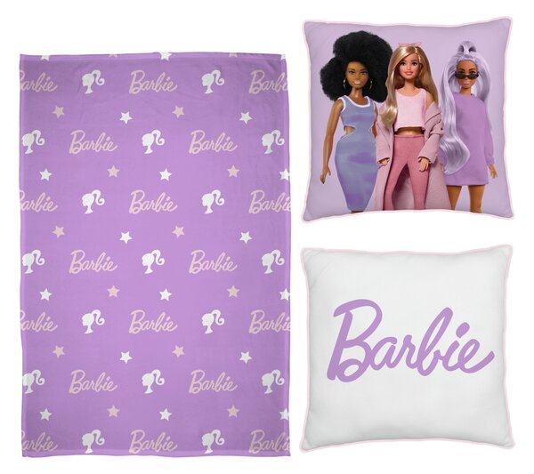 Barbie Dětská deka s polštářem, 100 x 150 cm, 35 x 35 cm (lila fialová) (100380368002)