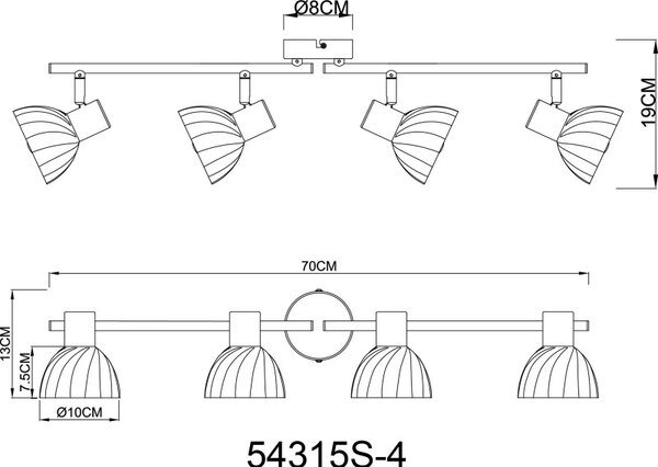 Globo ZACHERY 54315S-4 bodové stropní svítidlo E14
