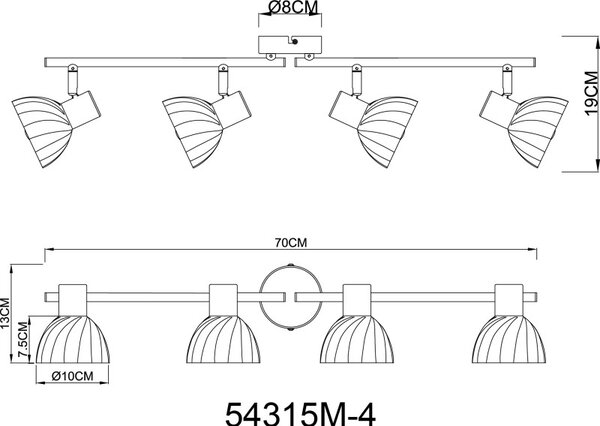 Globo ZACHERY 54315M-4 bodové stropní svítidlo E14