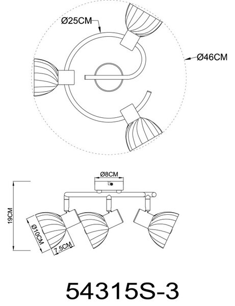 Globo ZACHERY 54315S-3 bodové stropní svítidlo E14