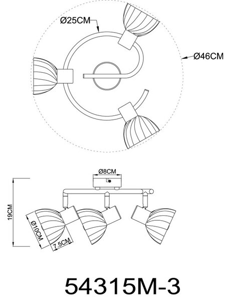 Globo ZACHERY 54315M-3 bodové stropní svítidlo E14