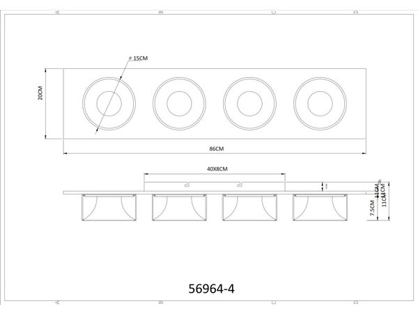 Globo RAYMOND 56964-4 LED bodové stropní svítidlo | 40W LED | 1900lm | 3000K