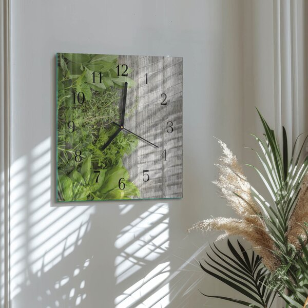 Skleněné hodiny na stěnu Bylinky zskc-30x30-00176803