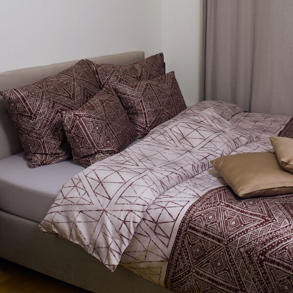 Povlečení SATÉN DESIGN freska béžovovínová 140 x 200/70 x 90 cm