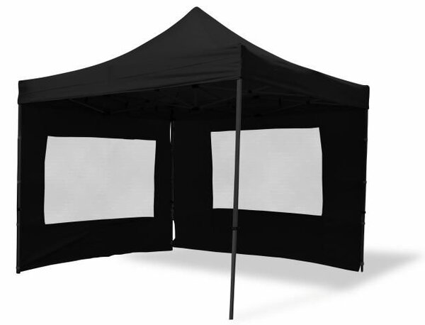 Zahradní párty stan nůžkový PROFI 3x3 m, černý + 4 bočnice