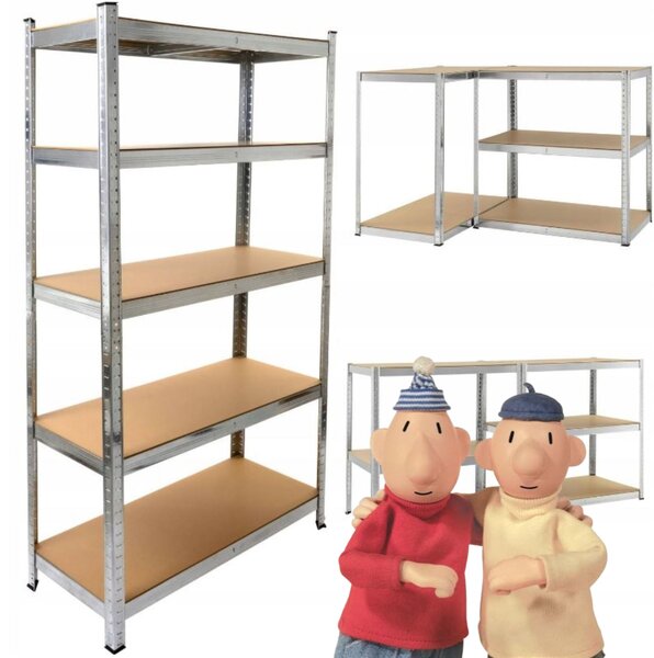 Kovový regál do skladu MALATEC 180x90x40 cm, garážový, 5 Polic, nosnost 875 kg, 2v1