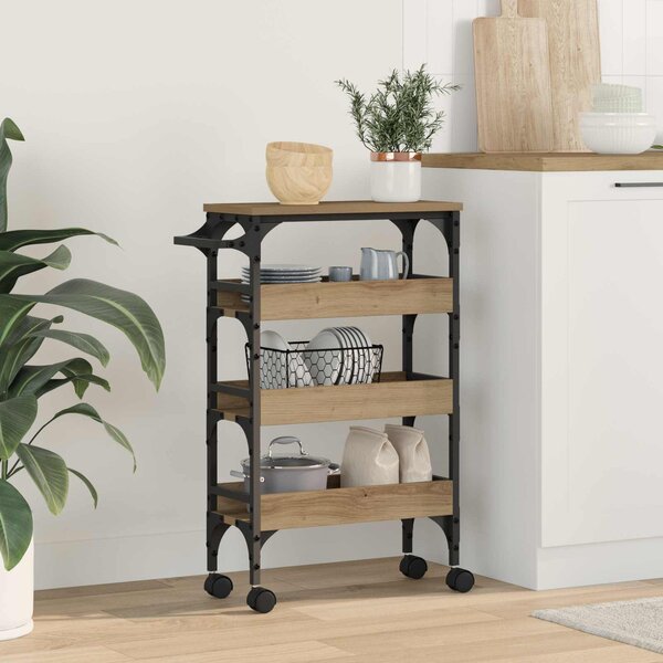 VidaXL Kuchyňský vozík 53 x 20 x 76 cm kompozitní dřevo [883024] Barva: kouřový dub