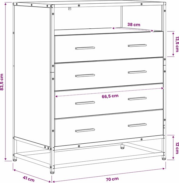 VidaXL Komoda se zásuvkami 70x41x83,5 cm kompozitní dřevo [8010314] Barva: kouřový dub