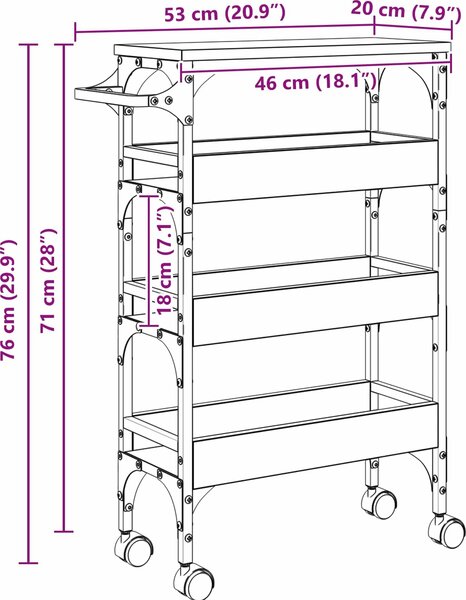VidaXL Kuchyňský vozík 53 x 20 x 76 cm kompozitní dřevo [883024] Barva: kouřový dub