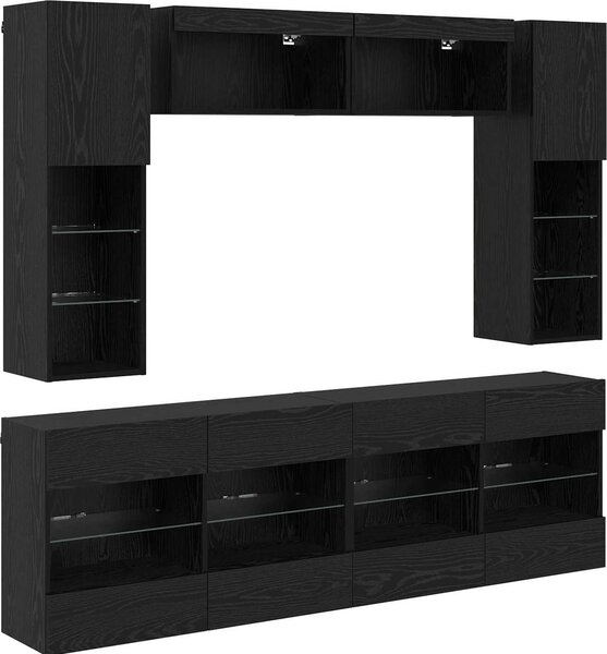 VidaXL 6dílná obývací stěna s LED osvětlením [3402997] Barva: kouřový dub