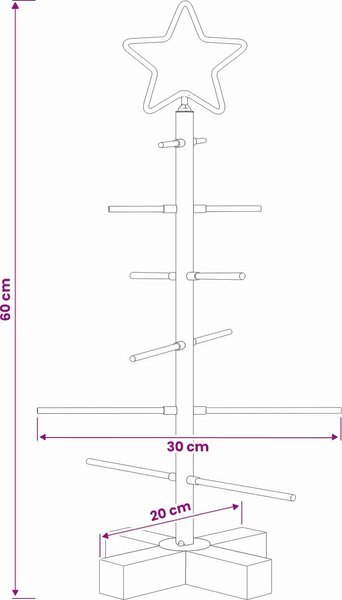 VidaXL Kovový vánoční stromek se stojanem KUOPIO 60 cm Ocel [42053866] Barva: Černá